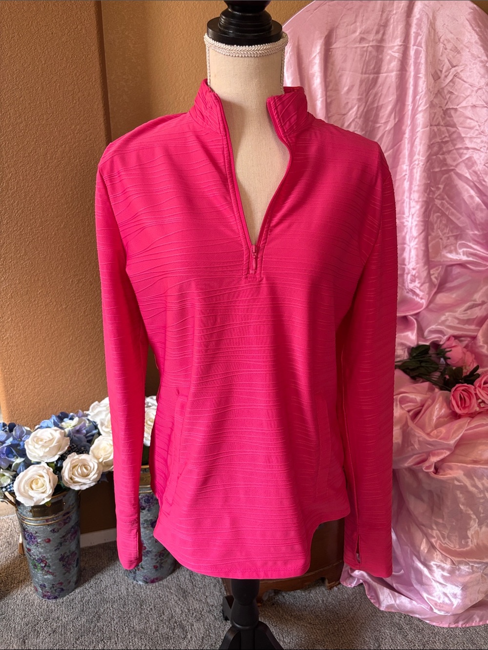 Tommy Bahama Hot Pink Quarter-Zip Pullover
